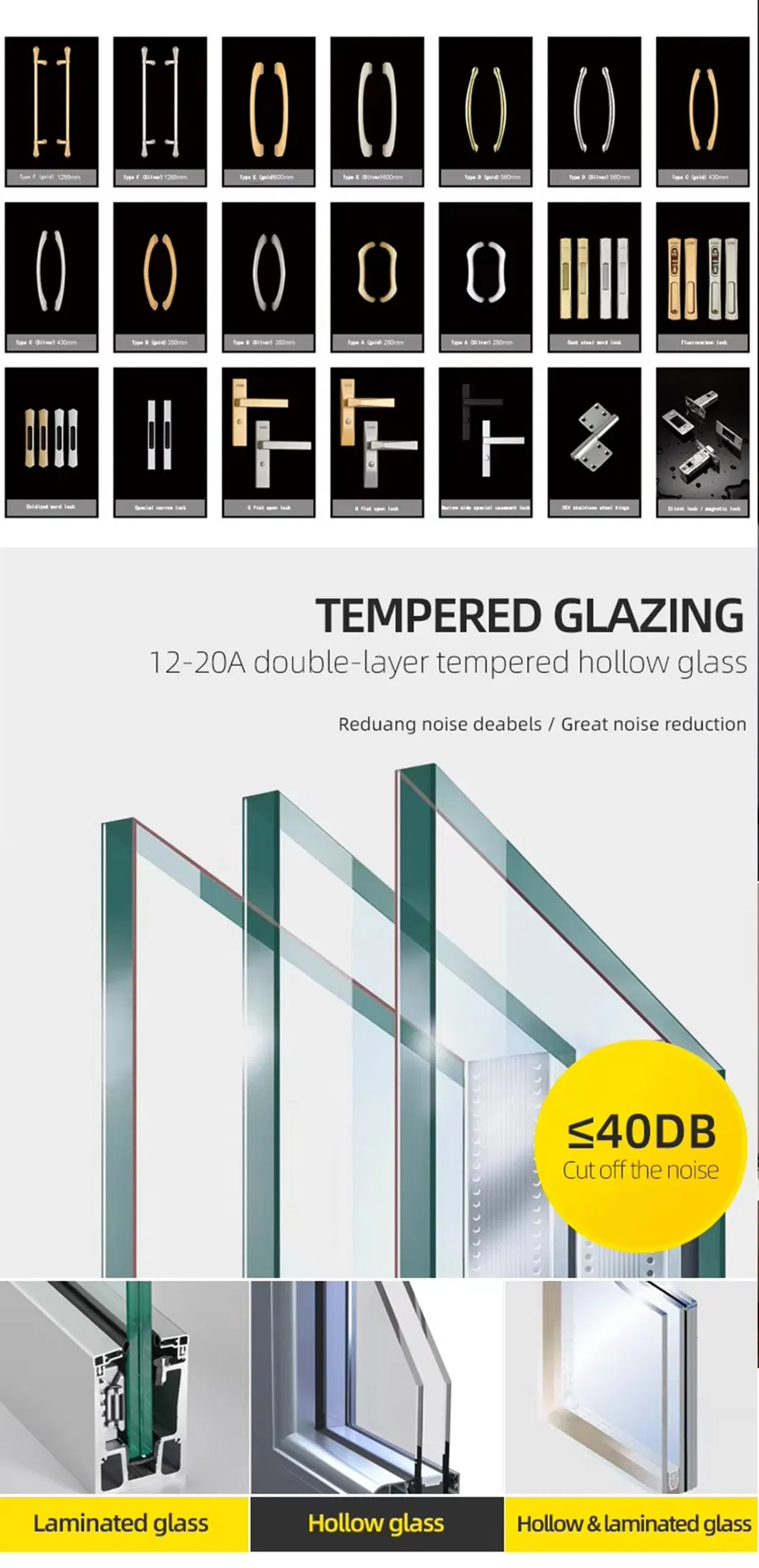 Therm Aluminium Casement cửa sổ kính đệm kính đệm 3