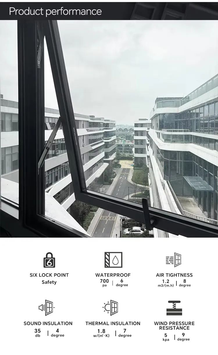 Tương lai không khí chống thấm Bottom Awning cửa sổ nhiệt cách nhiệt nhà Aluminum cửa sổ cho ban công 6