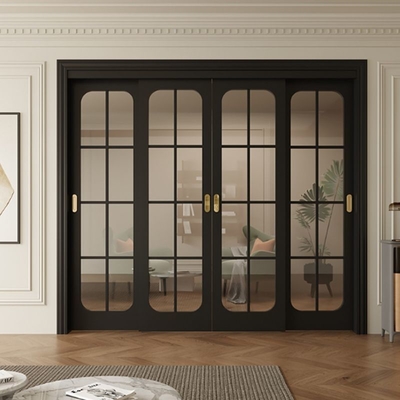 Composite nhôm cửa trượt kính kiểu Pháp cửa gỗ nhôm
