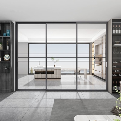 Cửa kính trượt nhôm đen